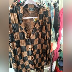 Dressed in LALA Checkered Plisse Set